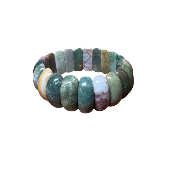 Agate Bloodstone Power Bead Bracelet – Natural Stone Stretch - Picture 8 of 9